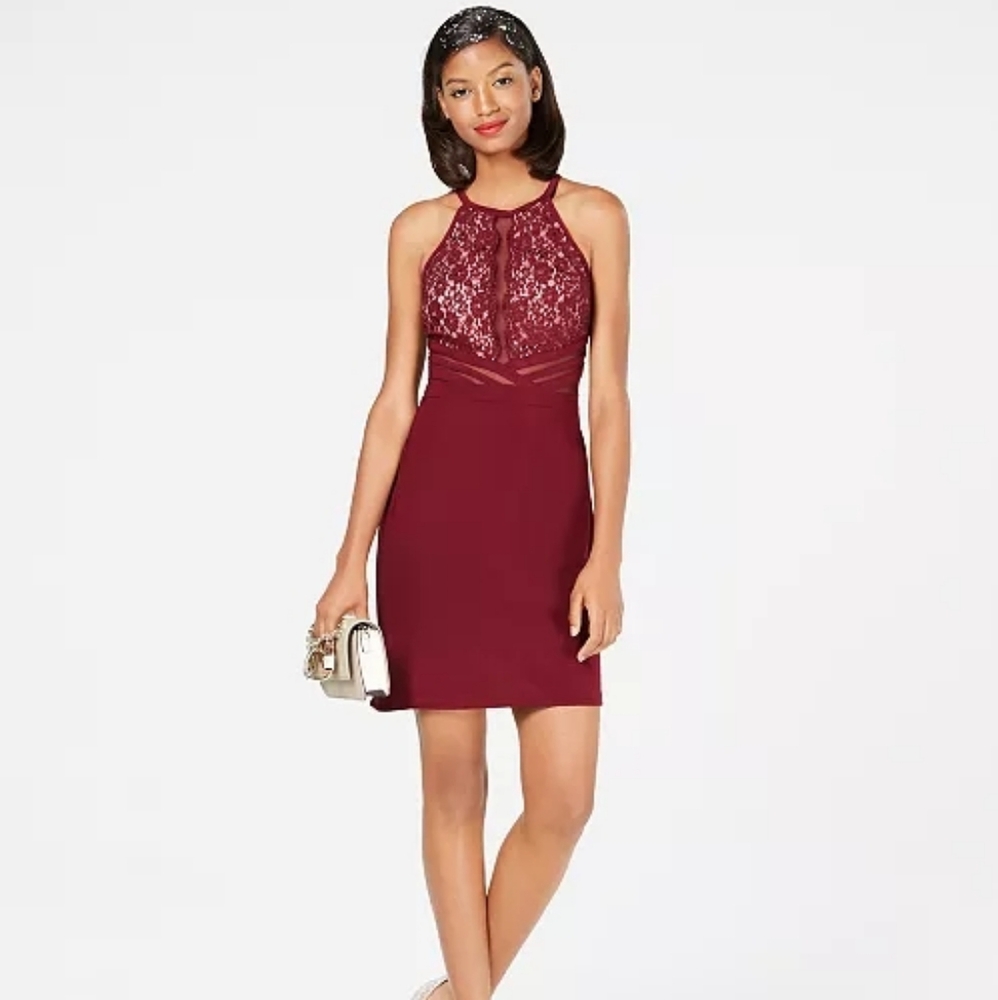Morgan & Company Juniors' Illusion Lace Bodycon Dress